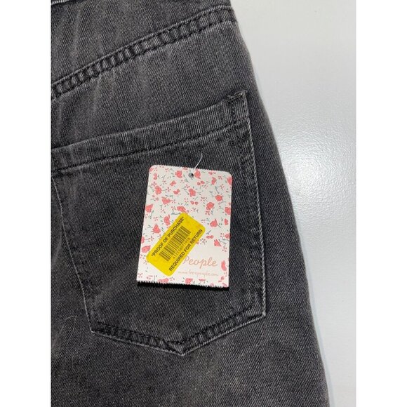 NWT Free People Black Denim Zip Front Mini Skirt Womens Size 28 Raw Hem - Picture 7 of 9